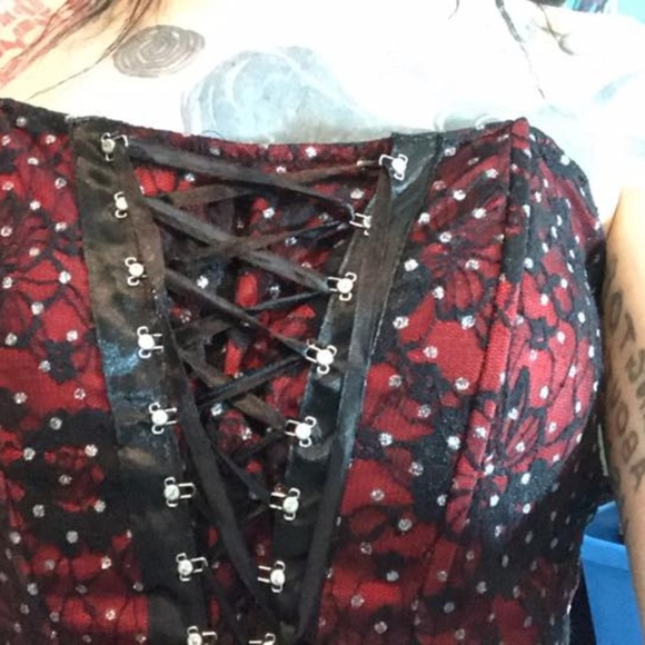 Womens black/red corset, sz M, Lia lee - Picture 2 of 4